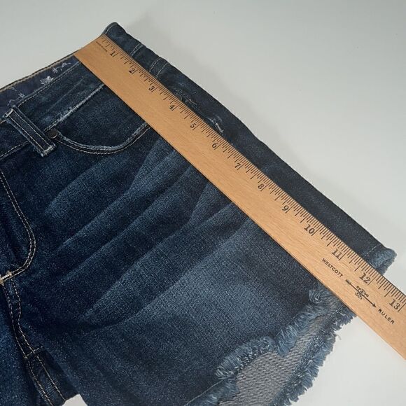 Paige Jimmy Jimmy Short Dark Blue Cutoff Distressed Frayed Women’s Shorts Sz 24 - Picture 6 of 11